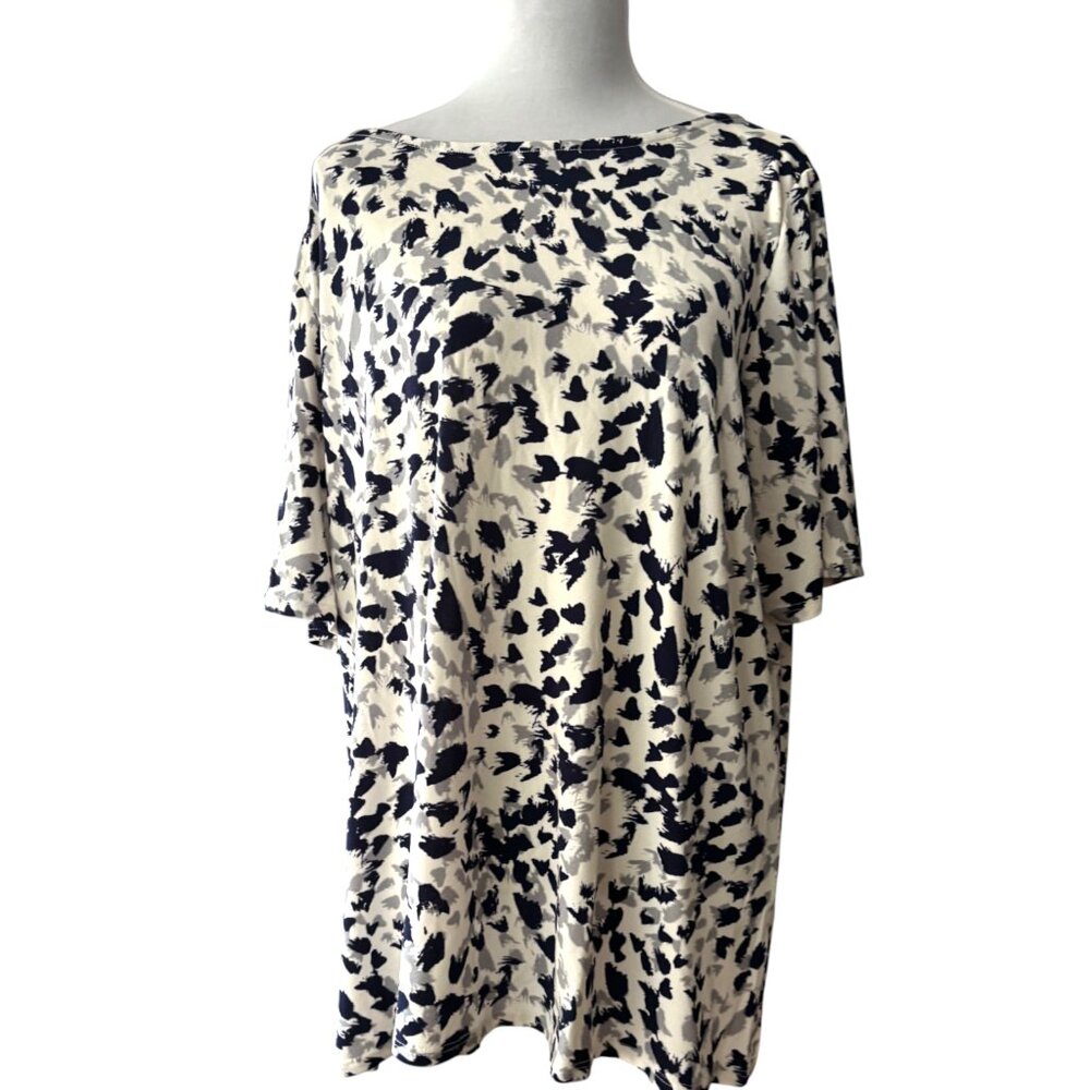 Leota exclusively for‎ Dia & Co Dia short sleeve tunic top Snow Leopard 2XL NWT